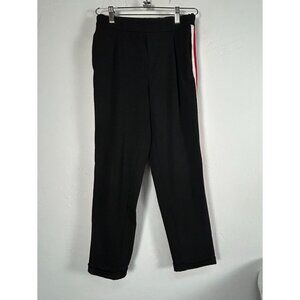 Zara Trafaluc Women's Black Ankle Pants Small Red White Side Stripe Sporty Chic